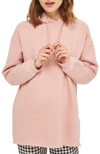 Women's Topshop Longline Hoodie Us (fits Like 0) - Pink