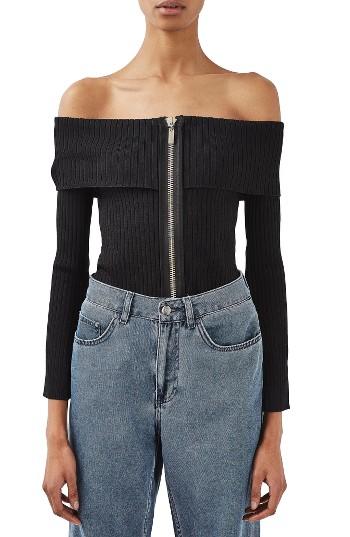 Women's Topshop Boutique Off The Shoulder Zip Top