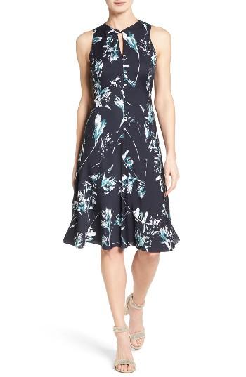 Women's Classiques Entier Print Stretch Silk Twist Neck Dress