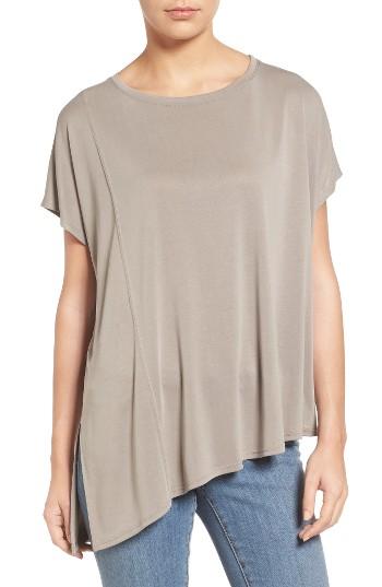 Women's Bobeau Asymmetrical Hem Tee - Brown