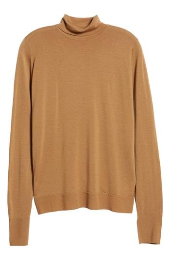 Men's John Smedley 'richards' Easy Fit Turtleneck Wool Sweater - Beige