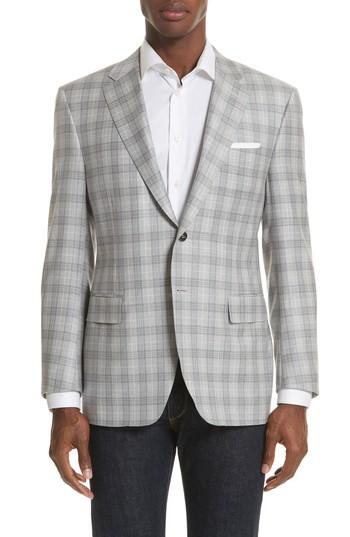 Men's Canali Classic Fit Plaid Wool Sport Coat Us / 48 Eu R - Grey
