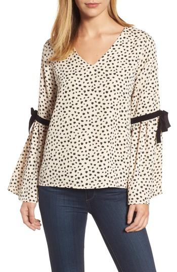Women's Halogen Bell Sleeve Velvet Tie Top - Ivory