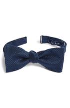 Men's The Tie Bar Dotted Spin Silk & Linen Bow Tie, Size - Blue