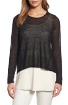 Women's Eileen Fisher Hemp Blend Crop High/low Sweater, Size - Black