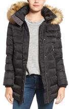 Women's Vince Camuto Quilted Coat With Faux Fur Trim Hood