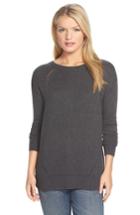 Women's Caslon Button Back Tunic Sweater, Size - Grey