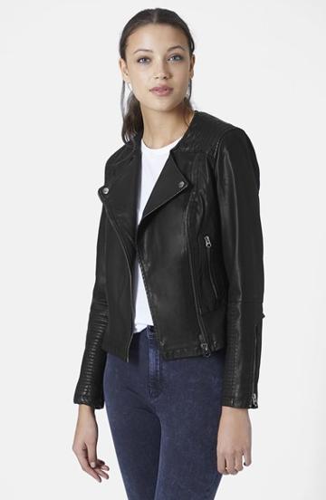 Women's Topshop Faux Leather Biker Jacket, Size 10 (10-12 Us) -