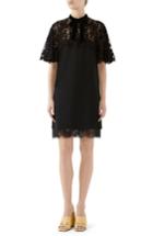 Women's Gucci Lace Detail Jersey Dress - Black