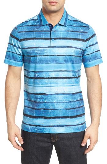 Men's Bugatchi Print Jersey Polo, Size - Blue