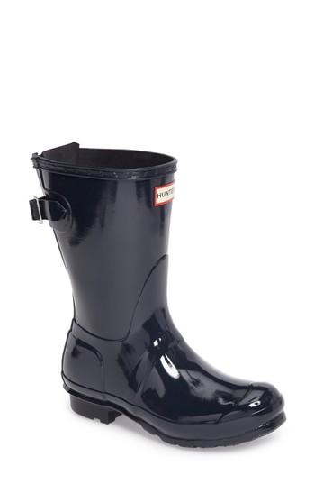 Women's Hunter Original Short Adjustable Back Gloss Rain Boot M - Blue