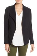 Women's Caslon Cotton Knit Open Front Blazer, Size - Black