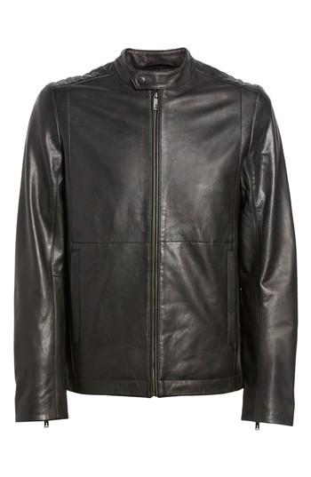 Men's Ted Baker London Mate Leather Biker Jacket (m) - Black