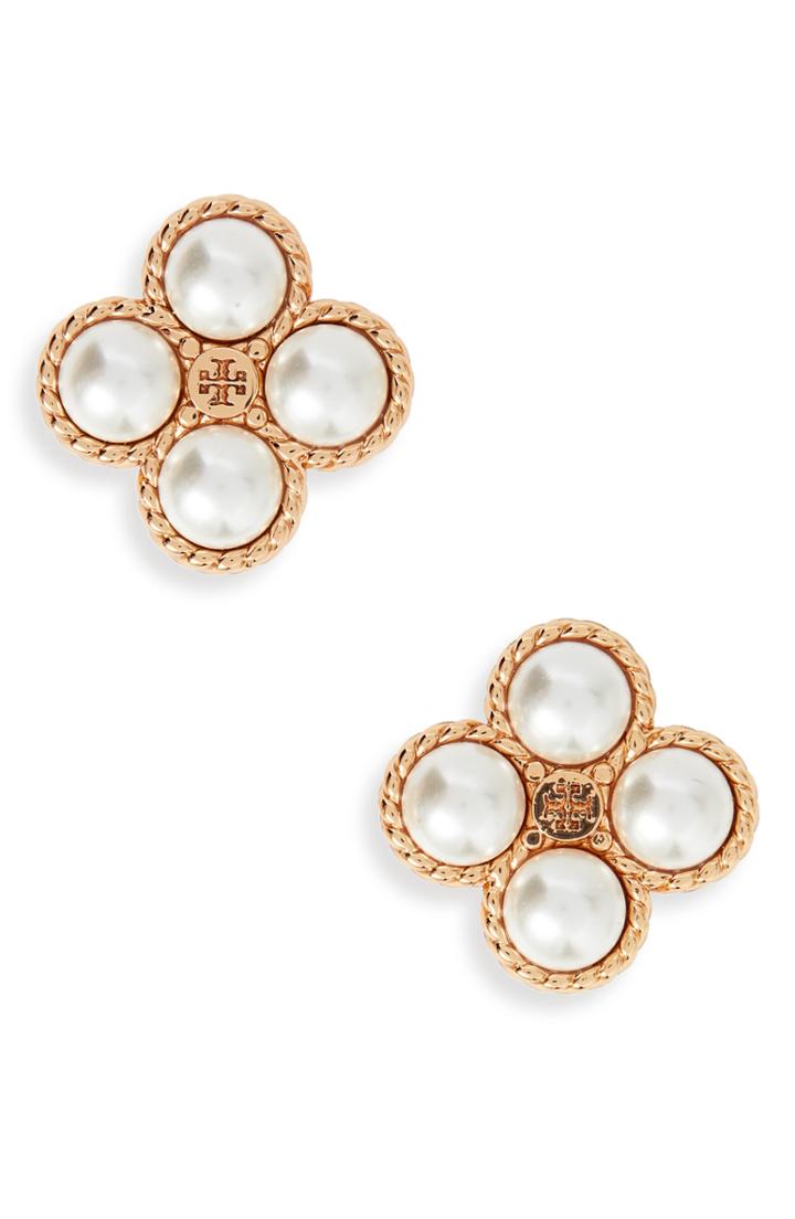 Women's Tory Burch Rope Clover Stud Earrings