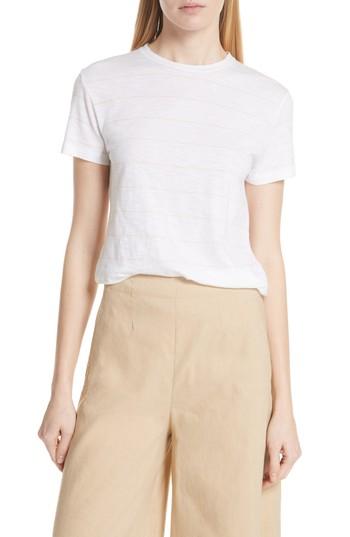 Women's Vince Skinny Stripe Pima Cotton Top - White