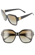 Women's Tory Burch Reva 56mm Square Sunglasses - Black/ Brown Gradient