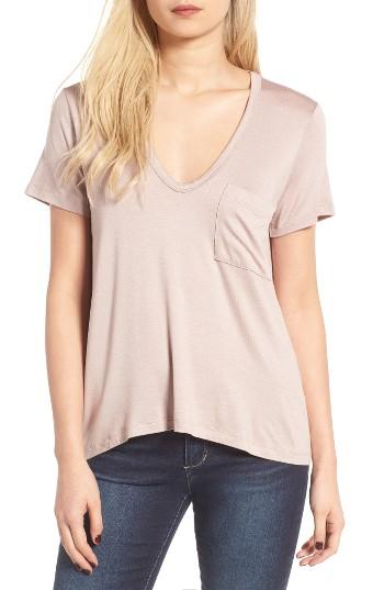 Women's Lush Deep-v Neck Tee - Beige