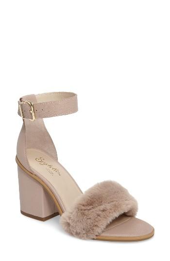 Women's Seychelles Faux Fur Ankle Strap Sandal .5 M - Beige
