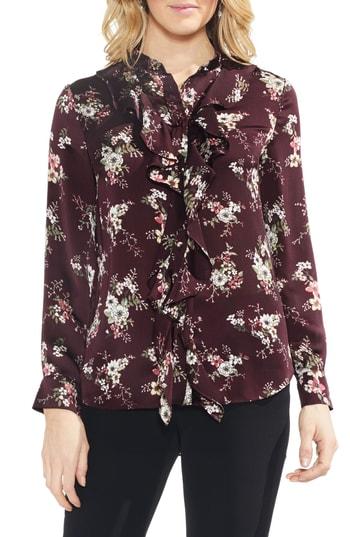 Women's Vince Camuto Delicate Bouquet Ruffle Front Blouse, Size - Red
