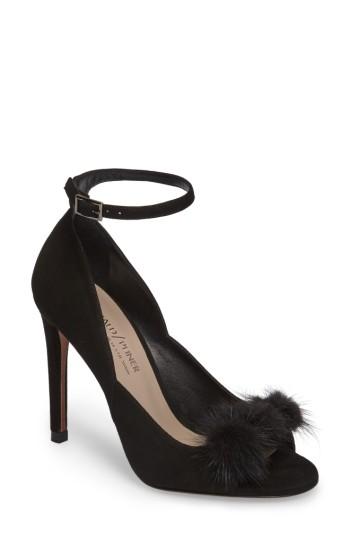 Women's Donald J Pliner Genuine Mink Fur Sandal M - Black