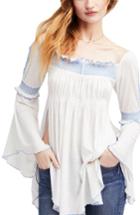 Women's Free People Valley Embroidered Bell Sleeve Top - Ivory