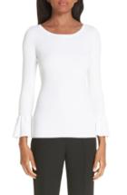 Women's Michael Kors Ruffle Cuff Ribbed Sweater - White