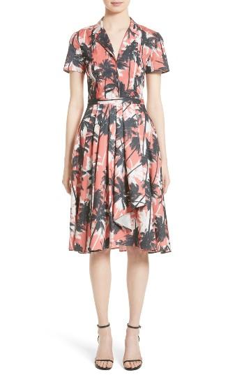 Women's Jason Wu Print Cotton Fit & Flare Shirtdress - Coral