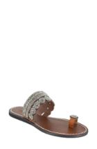 Women's Mia Beaded Toe Loop Sandal .5 M - Brown
