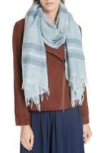 Women's Eileen Fisher Stripe Wool Blend Scarf, Size - Blue