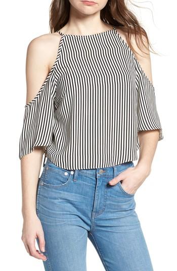 Women's Bishop + Young Ava Stripe Cold Shoulder Top - Black