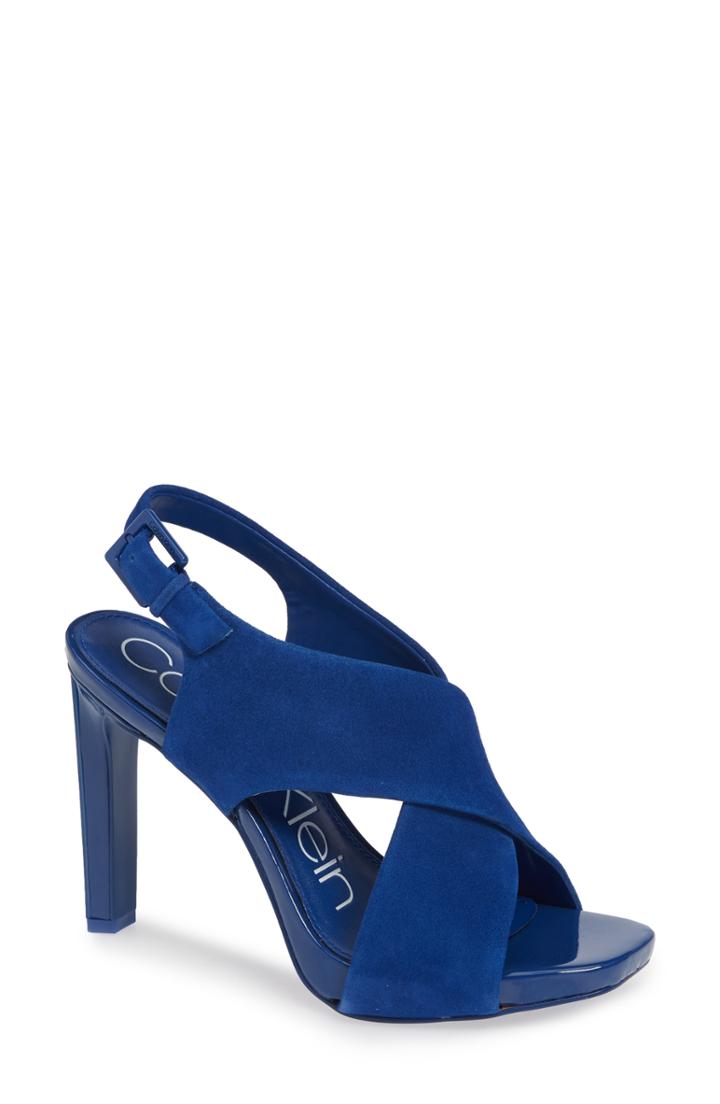Women's Calvin Klein Myra Cross Strap Sandal .5 M - Blue