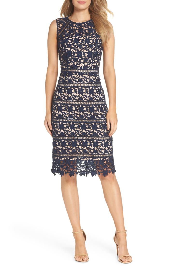 Women's Eliza J Sleeveless Lace Sheath Dress (similar To 14w) - Blue