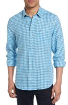 Men's Zachary Prell Althoff Plaid Linen Sport Shirt, Size - Blue