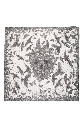 Women's Alexander Mcqueen Wildflower Flight Silk Scarf, Size - Ivory