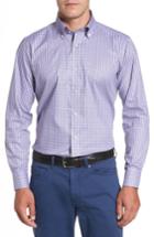 Men's Peter Millar Overlook Microcheck Sport Shirt - Purple