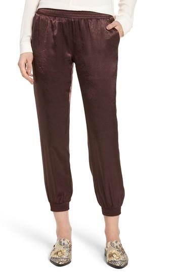 Women's David Lerner Satin Track Pants - Purple
