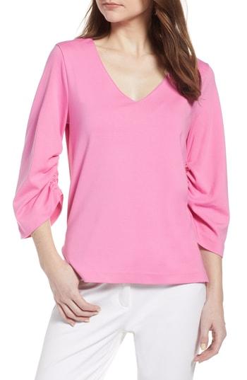 Women's Halogen Ruched Sleeve Top - Pink