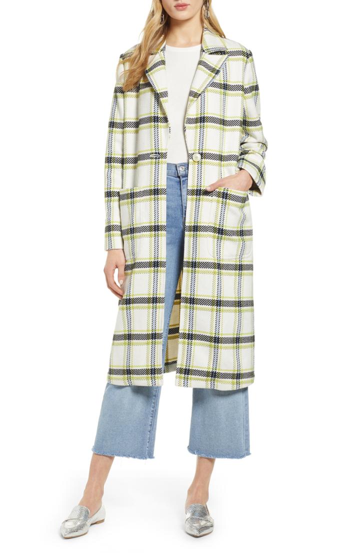 Women's Halogen Plaid Coat - Ivory