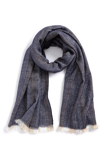 Women's Bp. Two Tone Herringbone Scarf, Size - Blue