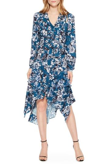 Women's Parker Estella Asymmetrical Floral Shirtdress - Blue/green