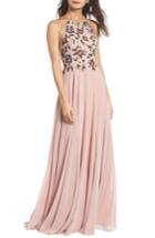 Women's Jenny Yoo Sophie Embroidered Luxe Chiffon Gown - Pink