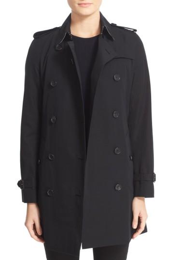 Women's Burberry Kensington Mid Trench Coat - Black