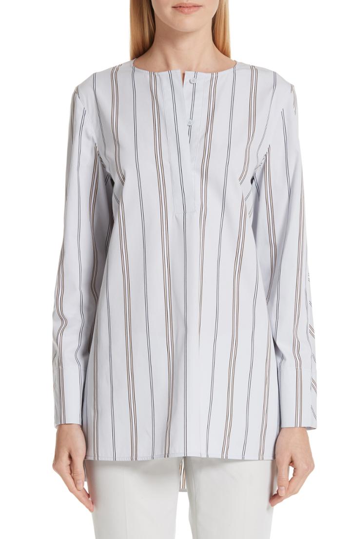 Women's Lafayette 148 New York Tilly Stripe Blouse - Blue
