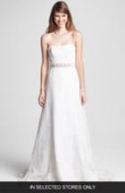 Women's Bliss Monique Lhuillier Strapless Chantilly Lace Wedding Dress, Size In Store Only - Ivory
