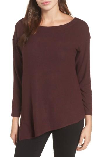 Women's Gibson Asymmetrical Cozy Fleece Top, Size - Burgundy