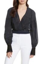 Women's Diane Von Furstenberg Pintuck Crop Blouse - Blue