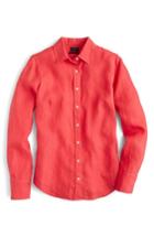 Women's J.crew Slim Perfect Pieced Dyed Irish Linen Shirt - Orange