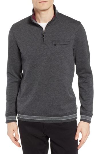 Men's Ted Baker London Peper Trim Fit Half Zip Pullover (s) - Grey