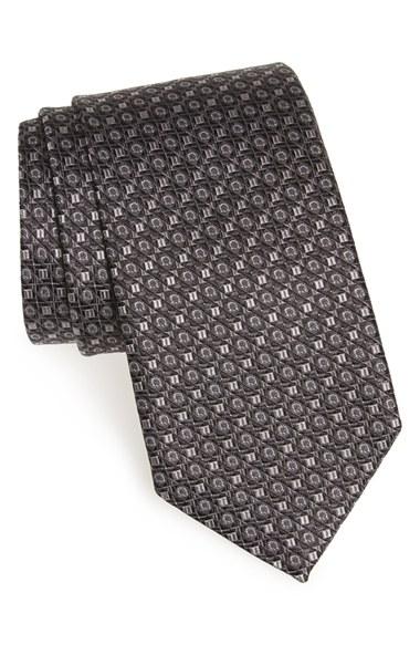 Men's Salvatore Ferragamo Gancini Print Silk Tie, Size - Black
