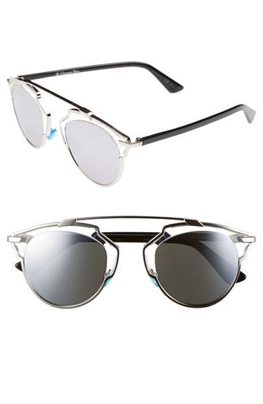 Dior 'so Real' 48mm Sunglasses Palladium/ Crystal